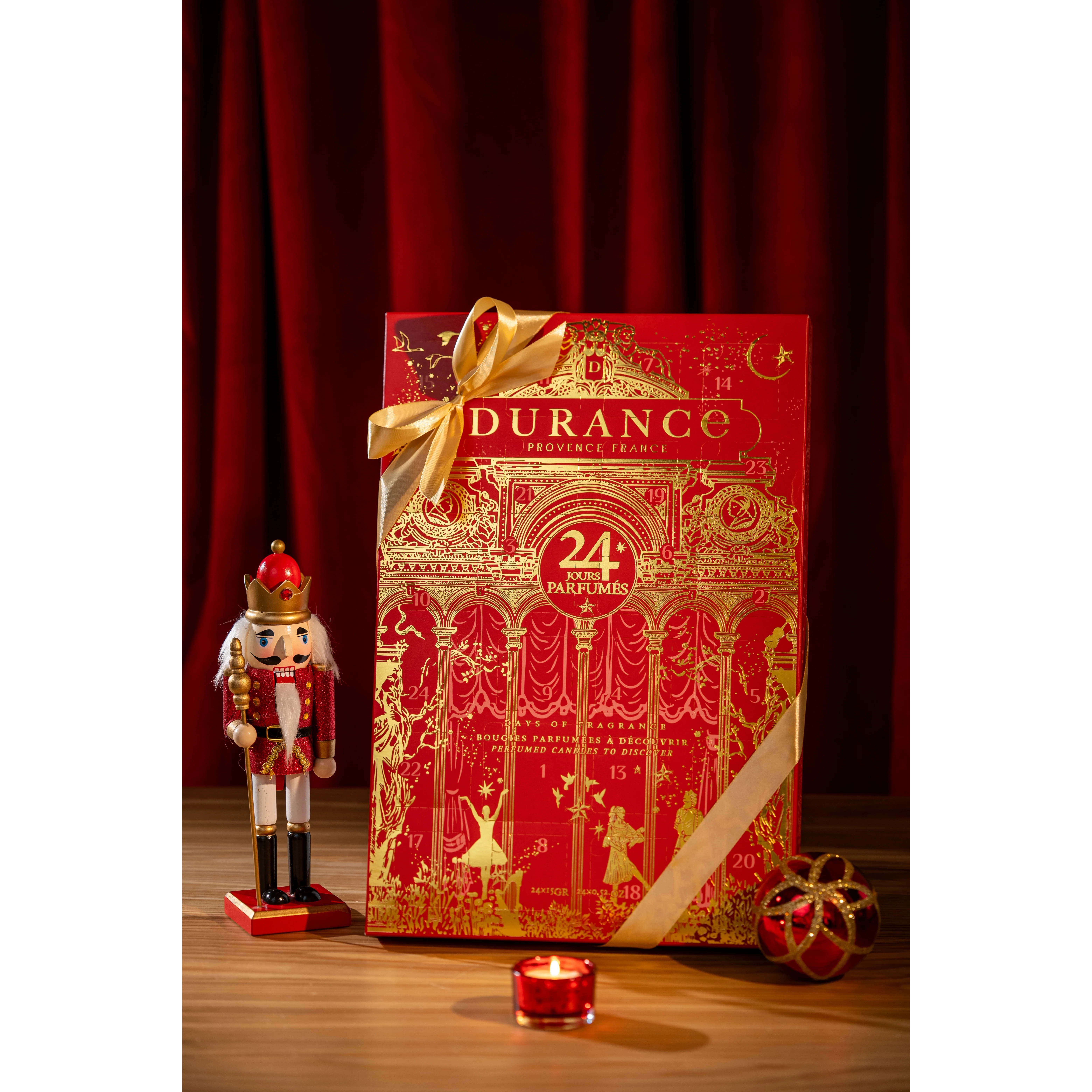 Durance Adventskalender 2026 mit 24 Duftkerzen Geschenkbox, Adventskalender, 24 Tage Duftkerze, Decor, Königfigur