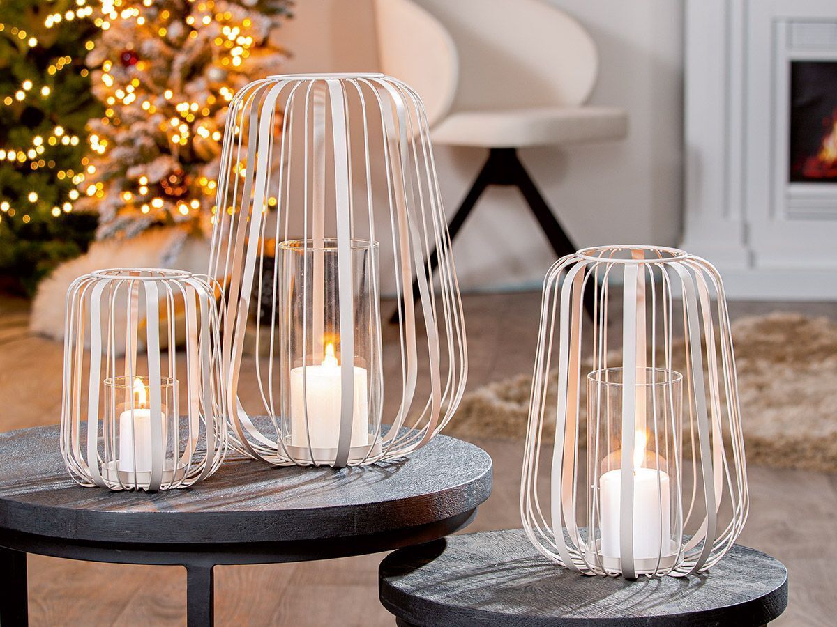 Windlicht Rimini Metall beige 27cm Lampe