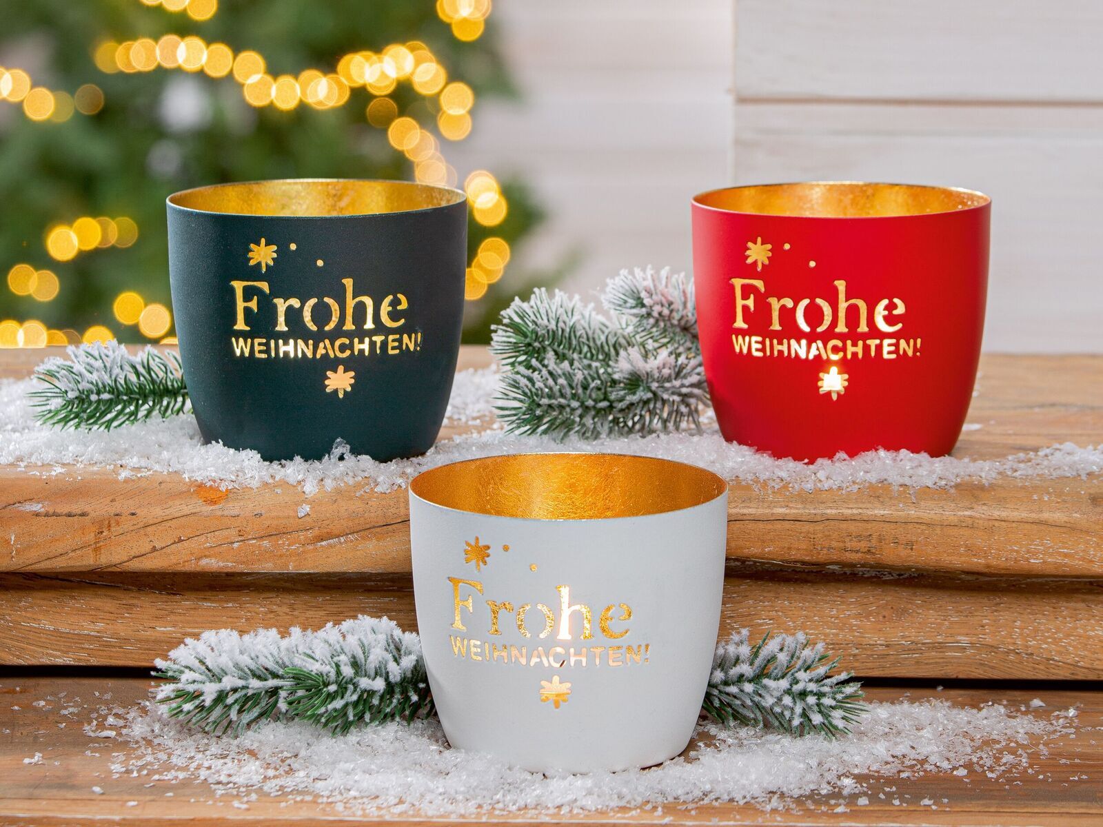 Windlicht Frohe Weihnachten Metall rot 9cm Pokal