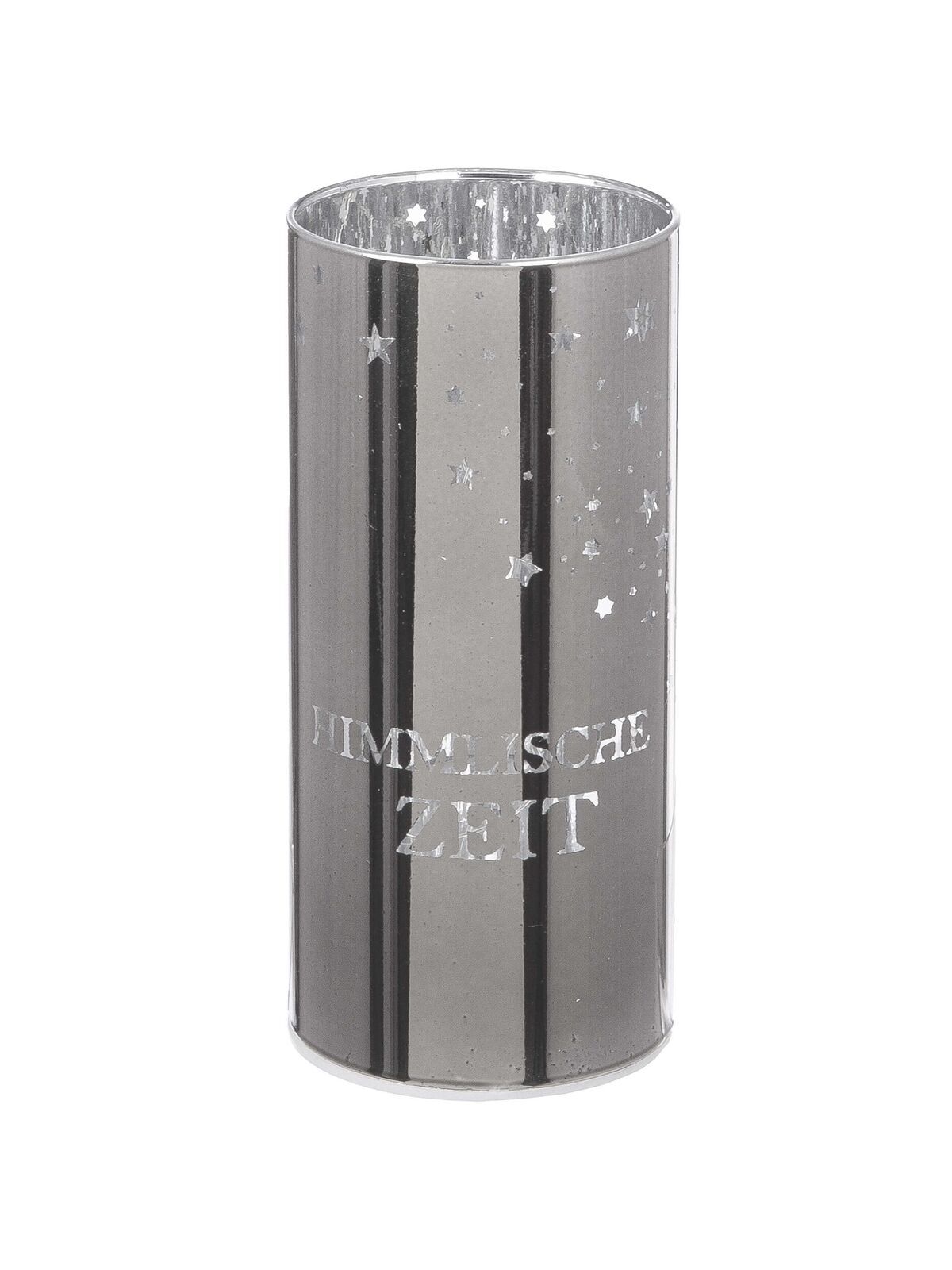 Windlicht Sternenmädchen silber LED Glas 15cm Zylinder