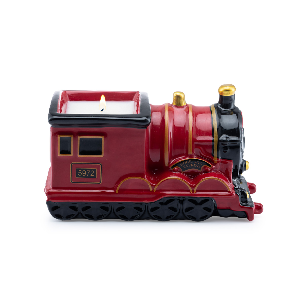 Zugkerze, Keramik, rot-schwarz, Hogwarts Express, Zugmotiv