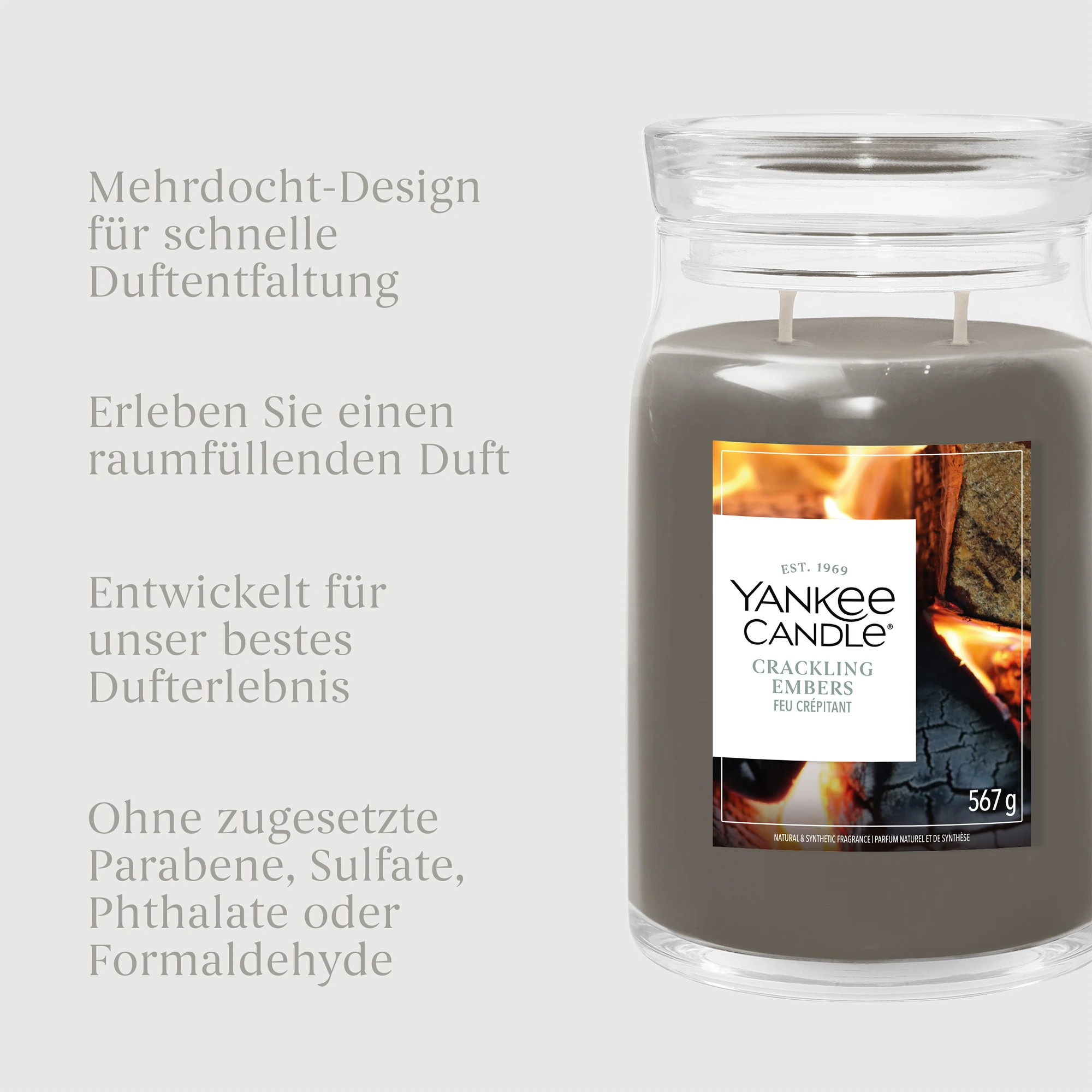 Wachs, Kunstkerze, Duftkerze, Crackling, Ember