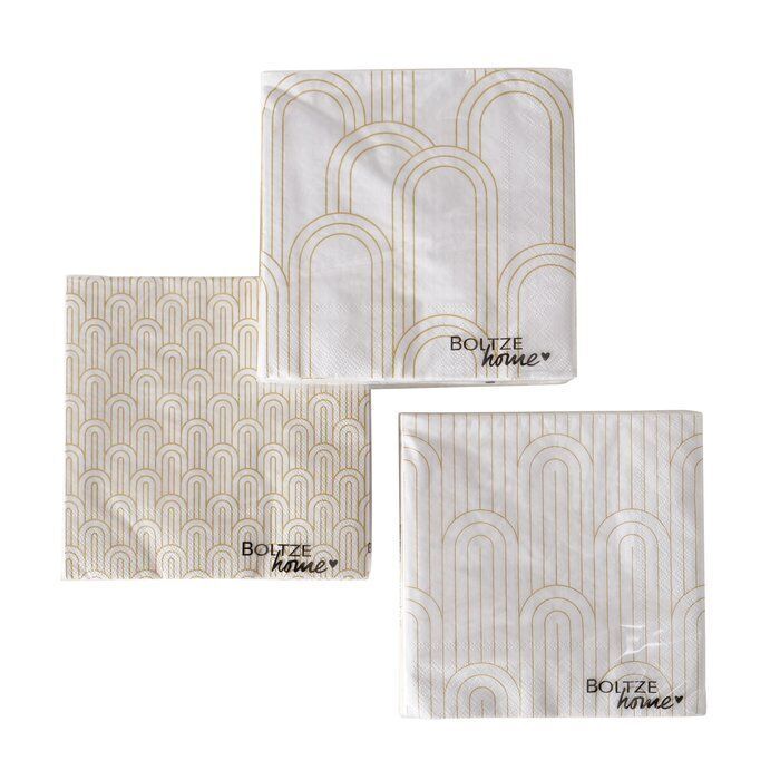 Serviette Bogan 20 Stück weiß/gold Variante 2