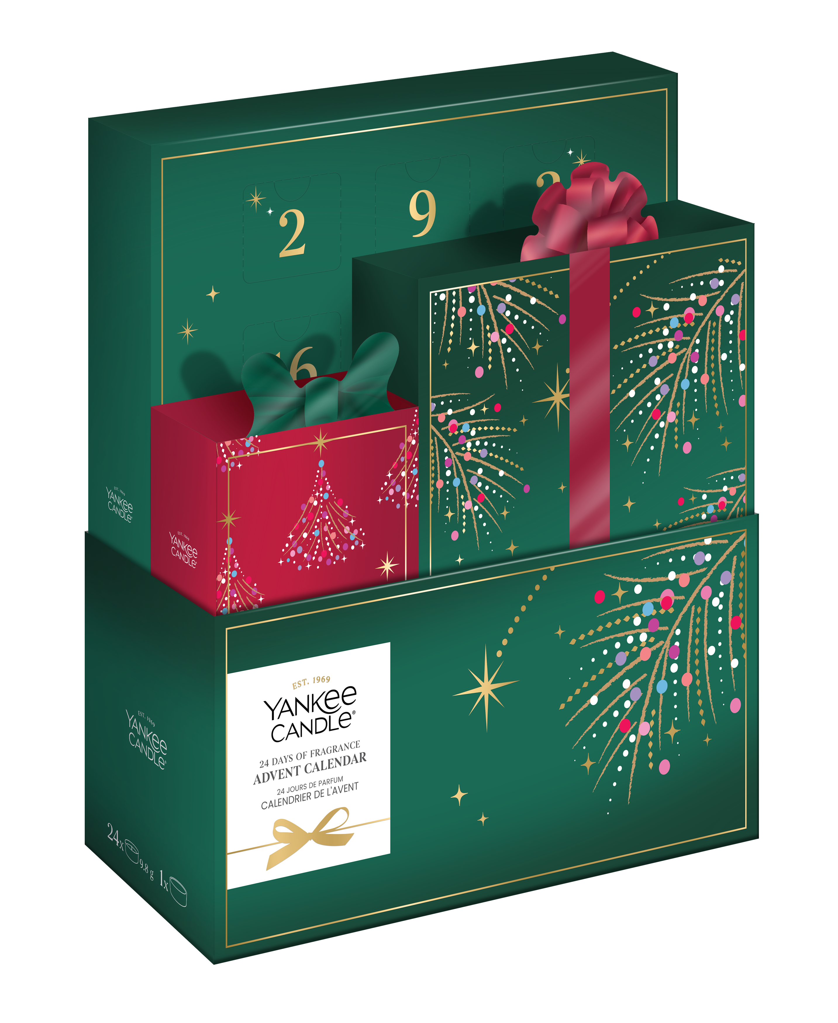 Adventskalender 24 Days of Fragrance Weihnachten 2026 Adventskalender, Yankee Candle, Grün, Geschenkverpackung, Feuerwerk-Dekor