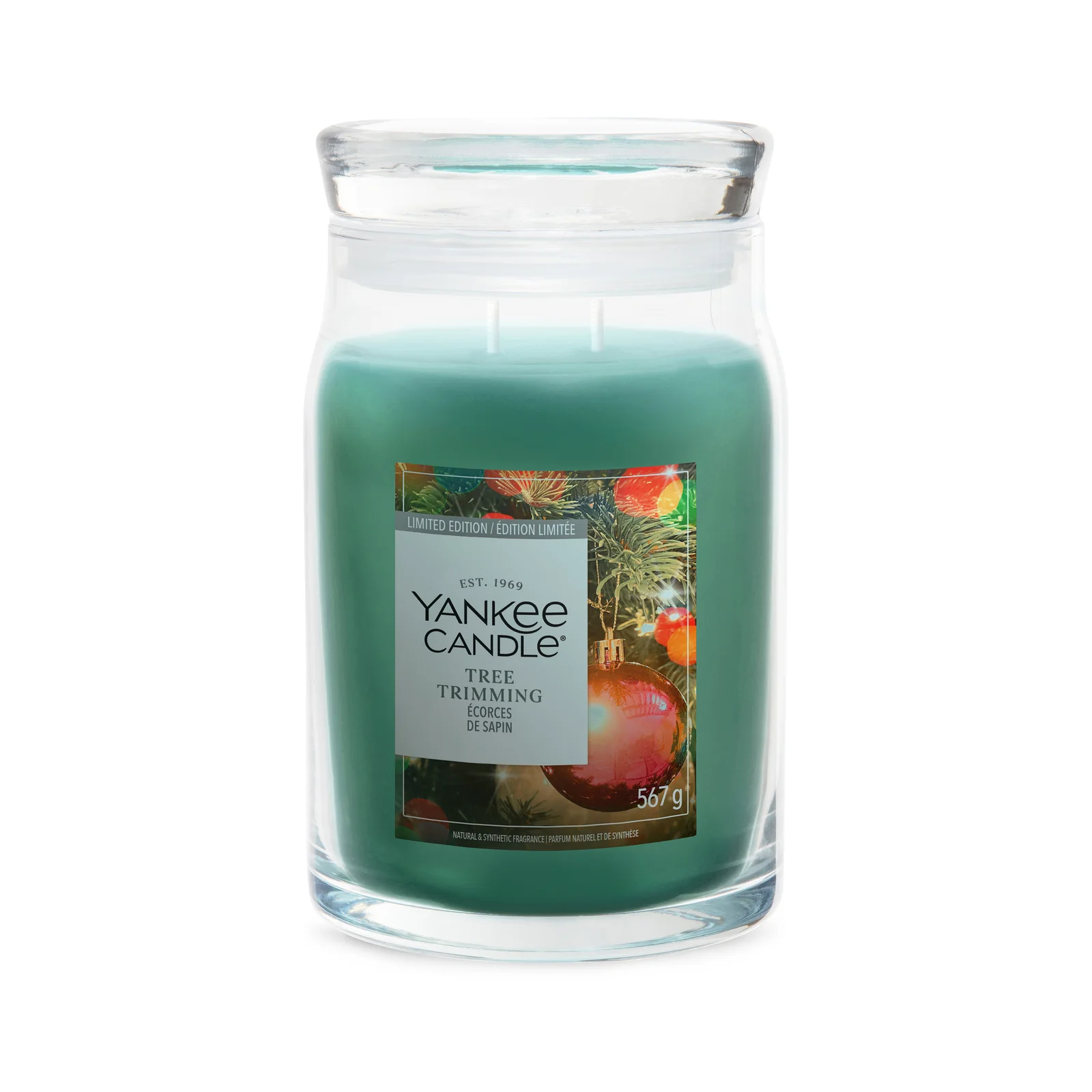 Tree Trimming Signature Jar 567g 2-Docht Klassische Duftkerze, Grüne Kerze, Glasgefäß, Wachskerze, Duftkerze