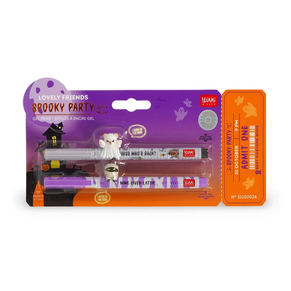 Set mit 2 Gelstiften mit Deko-Figur - Lovely Friends - Spooky Party Spooky Party, Gelstifte, Halloween, Stifte Set, Schreiber