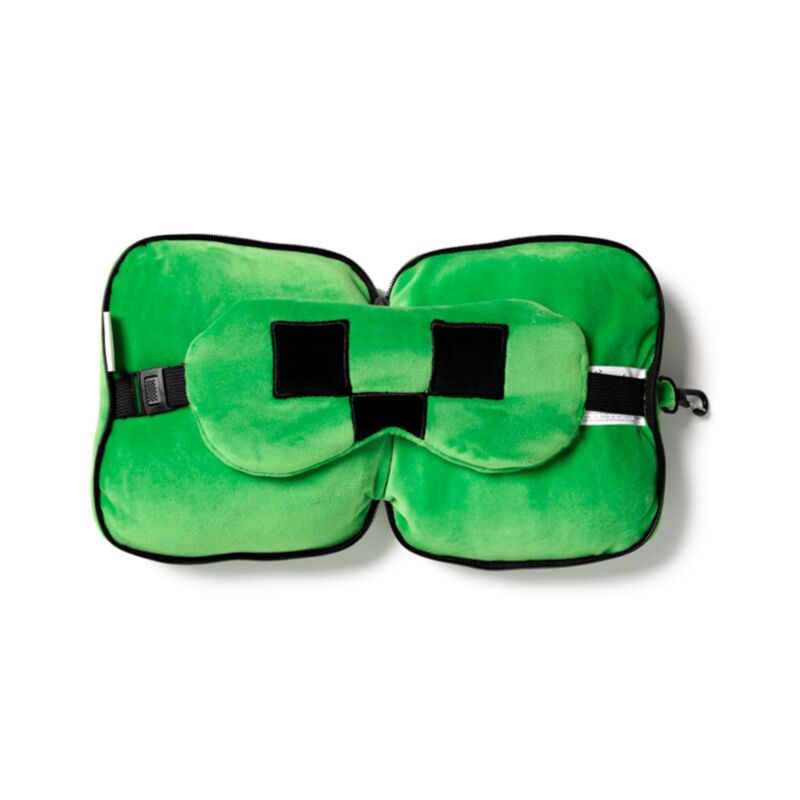 Relaxeazzz Minecraft Creeper Plüsch Reisekissen & Schlafmaske