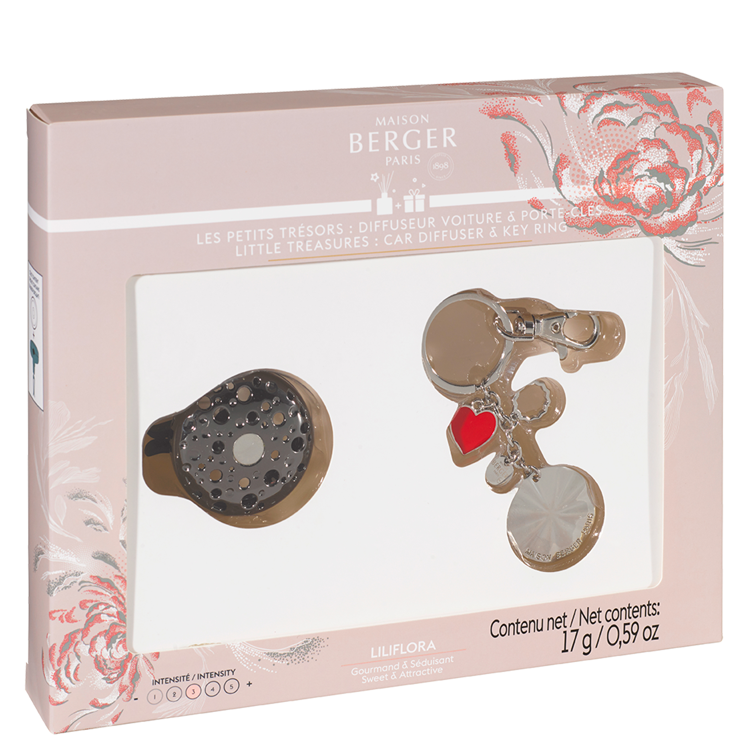 Ophelia - Florale Harmonie Schwarz Autoduft & Schlüsselanhänger Geschenkset