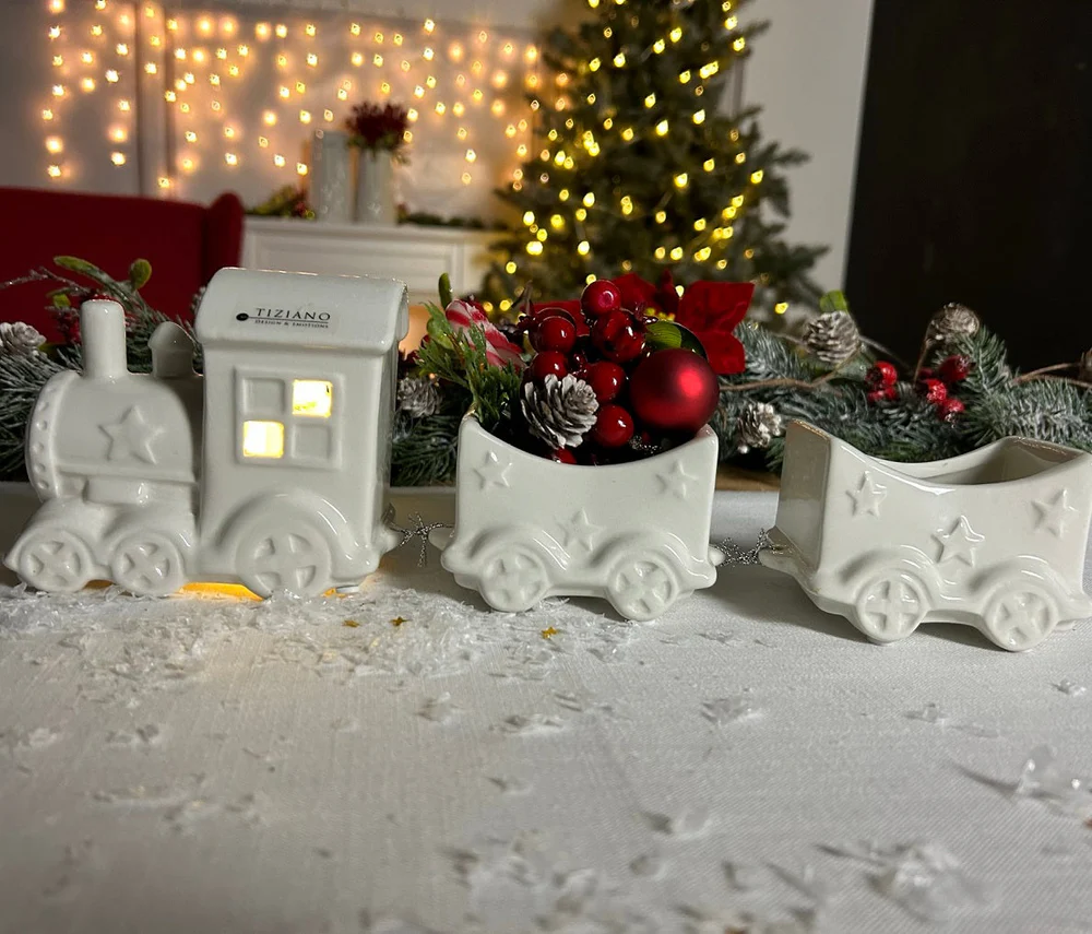 Deko Zug Lukas 3tlg LED cremeweiß