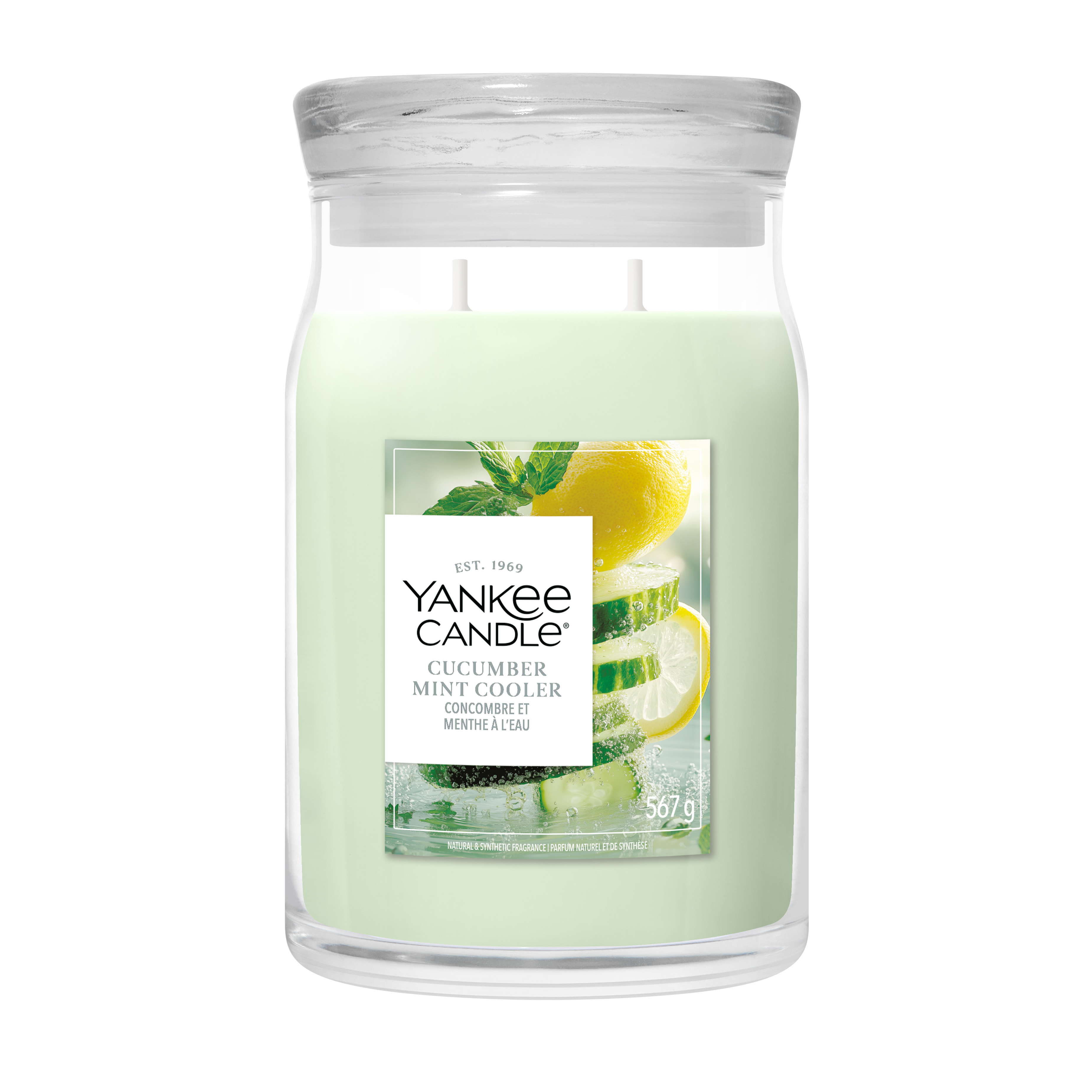 Cucumber Mint Cooler Signature Large Jar 567g 2-Docht Kandellicht, Duftkerze, Mint, Gurkenlimette, Jumbo-Glas