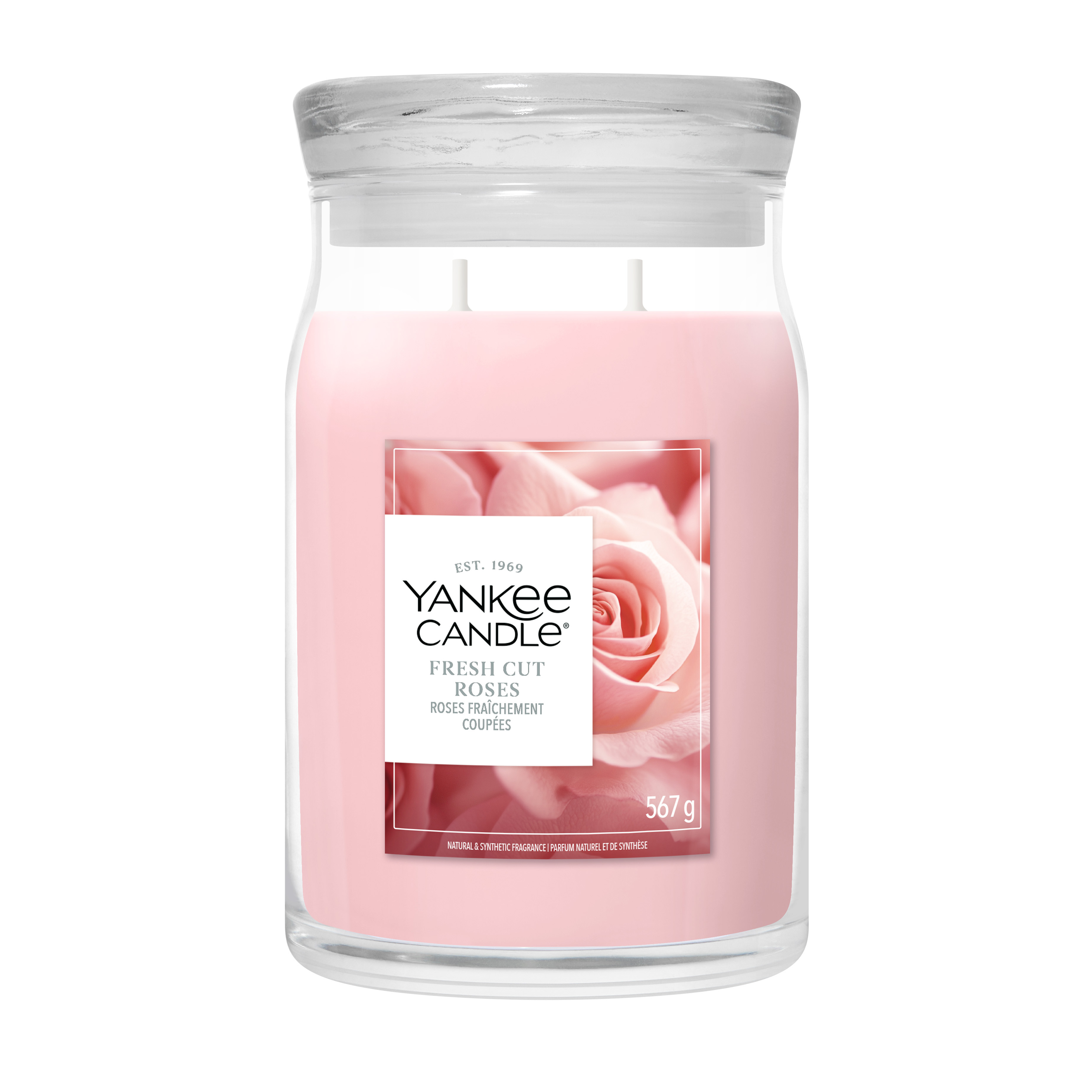 Fresh Cut Roses Signature Large Jar 567g 2-Docht Kerze, Rosenduft, Rosenparfüm, Pink, Votivkerze