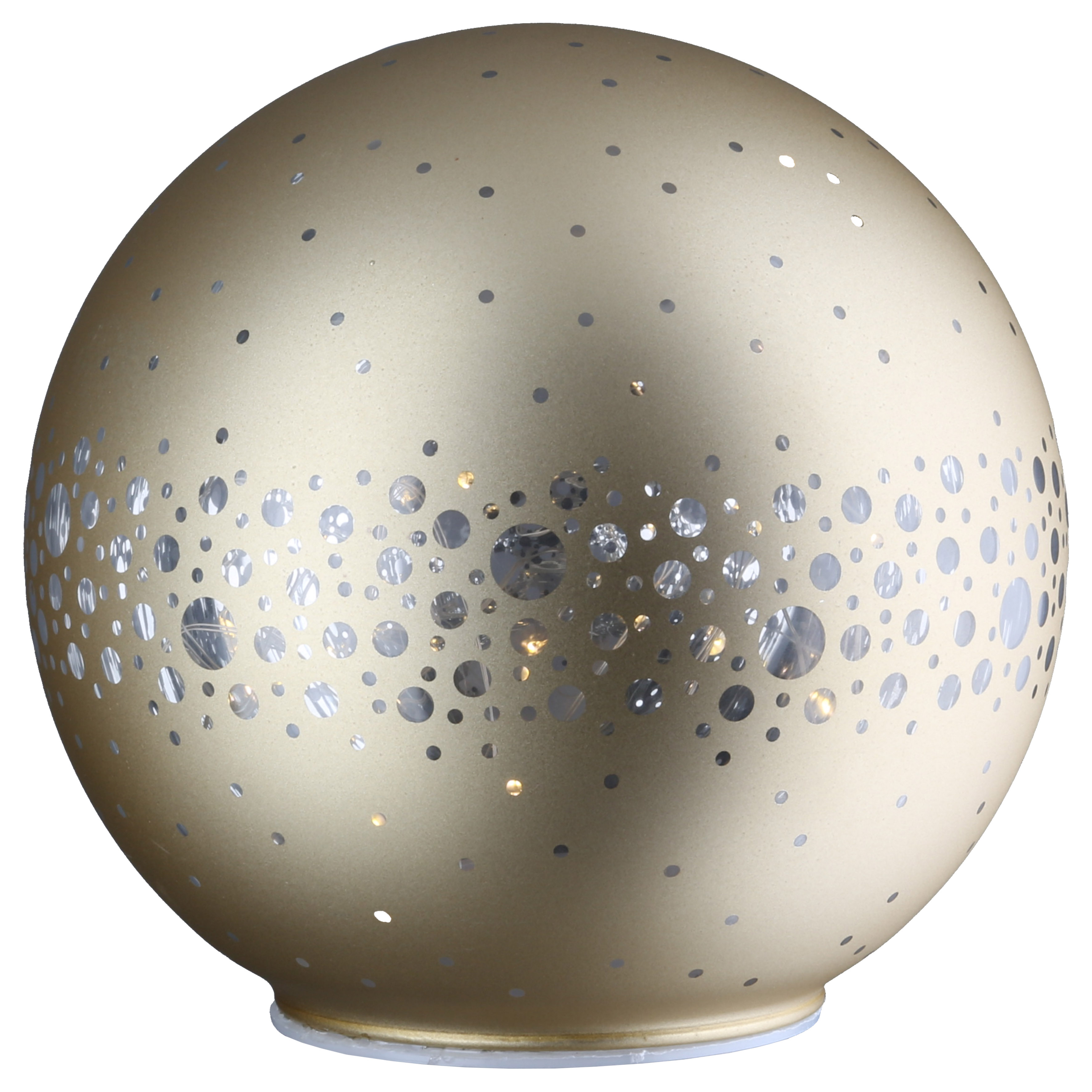Lichtkugel Fiora Gold 15cm Globus, Goldfarbene Kugel, Perforiert, Spritzdekor, Dekorobjekt
