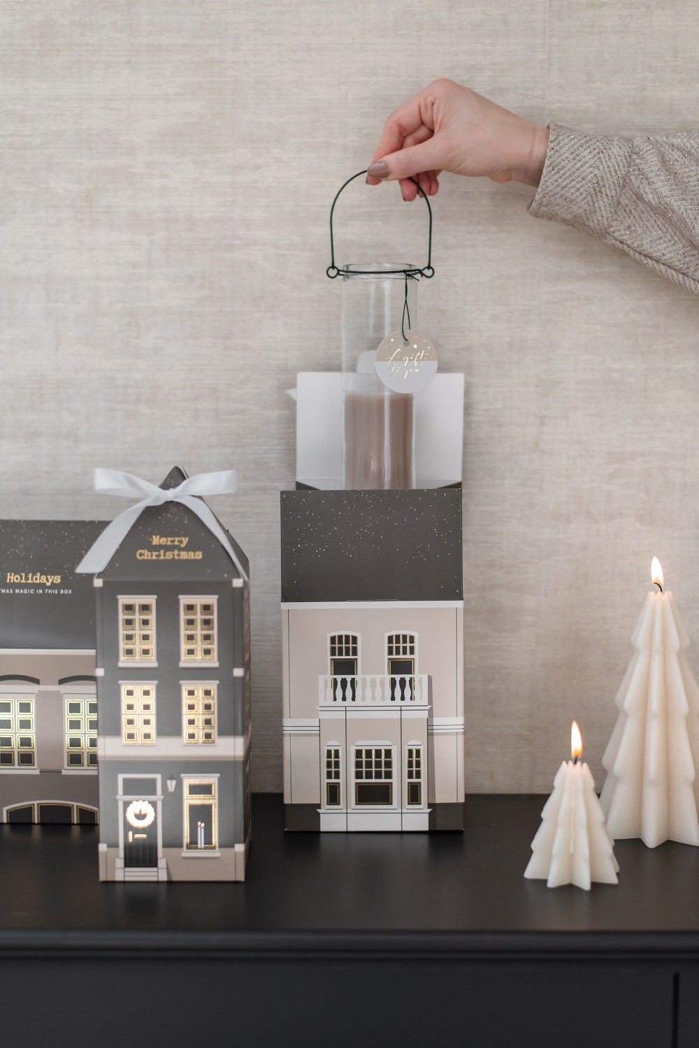 Weihnachtsbox, Pappkarton, Lampe, Dekoration, Kerze