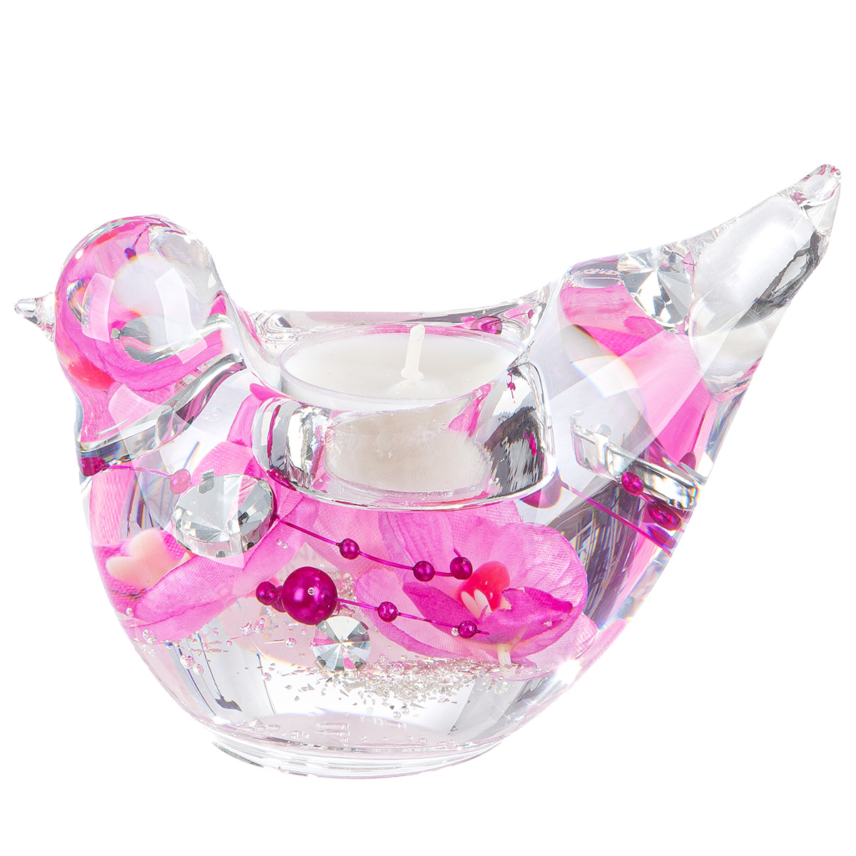 Dreamlight Teelichtleuchter Stars - Candela Classic Teelicht, Kerzenhalter, Vögel-Design, Kristall, Pink