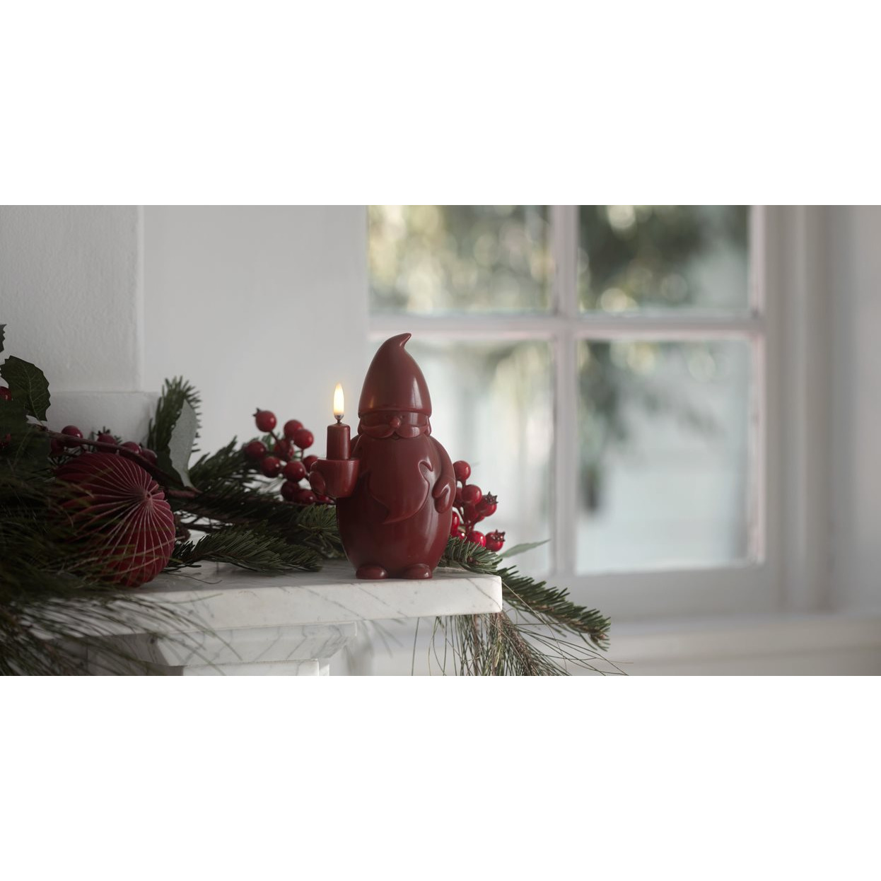 Weihnachtsfigur, Gnome, Kerze, Rot, Dekoration
