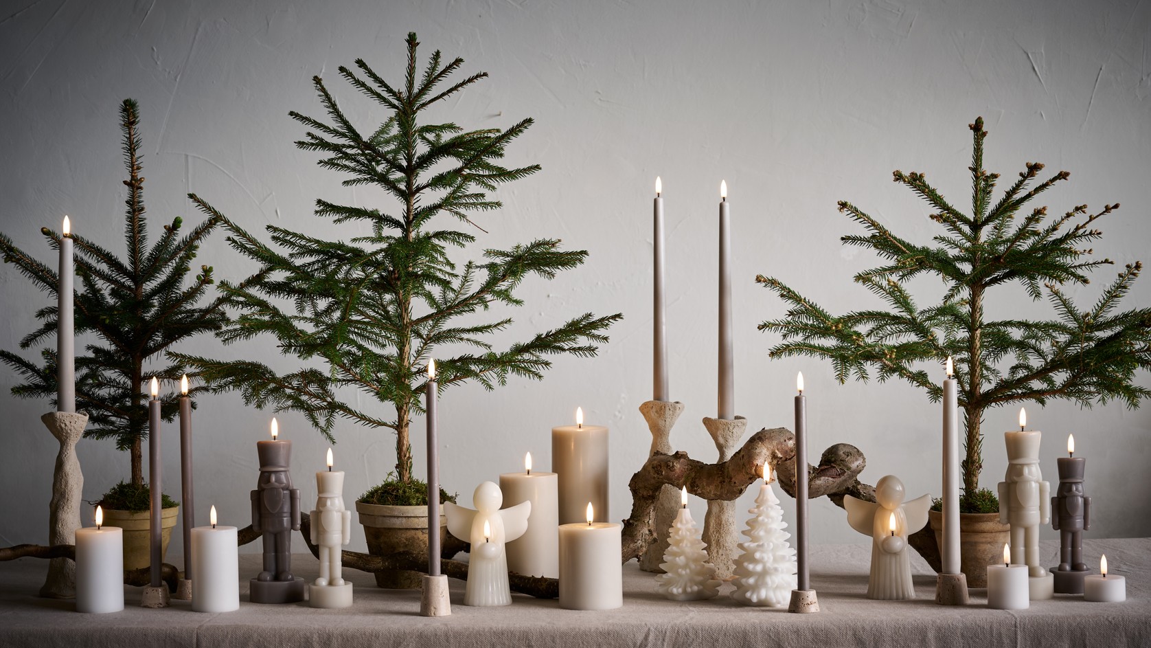 Uyuni LED Kerze Nutcracker oyster grey 6x16,5cm Uyuni LED Kerze Nutcracker oyster grey 6x16,5cm