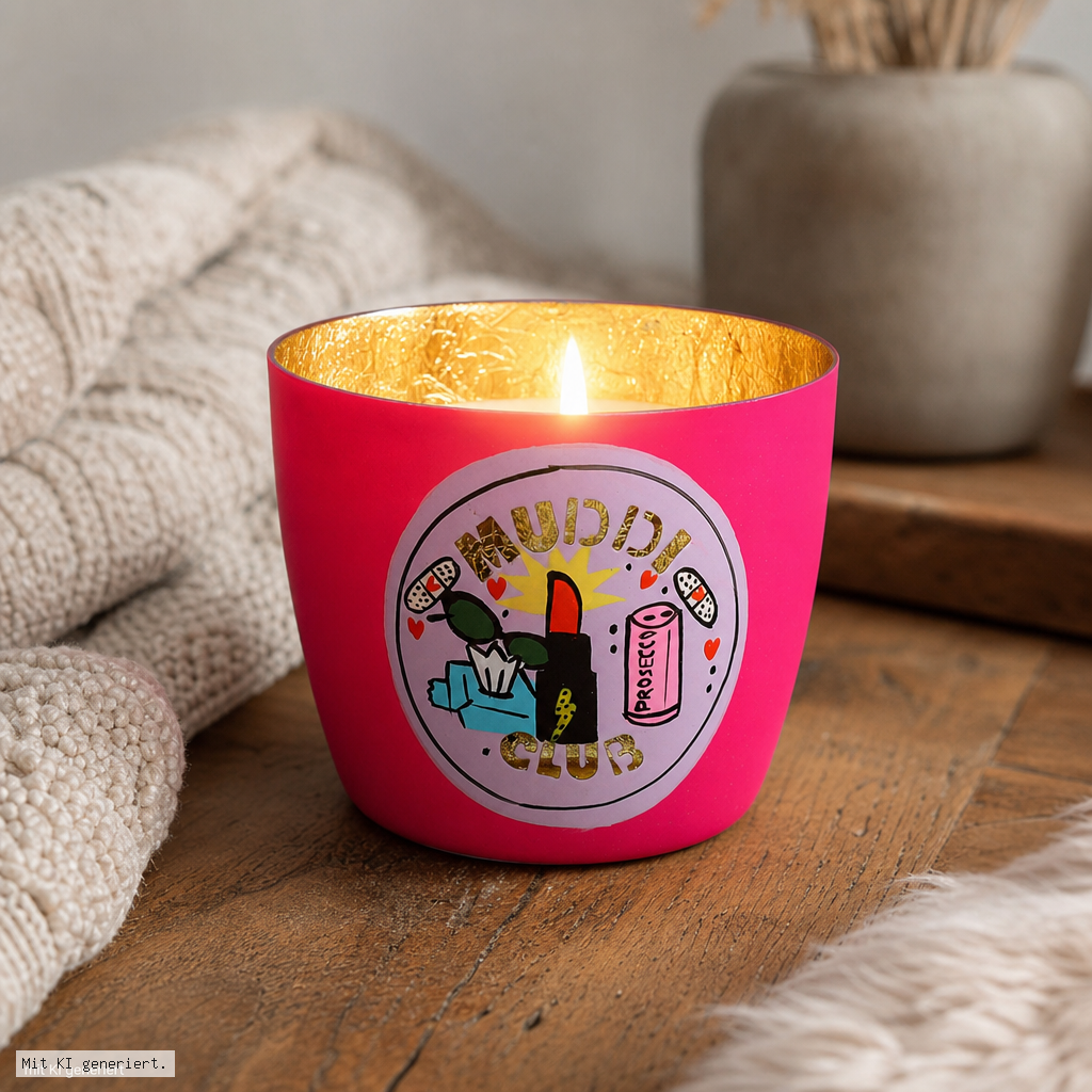 Kerze, Teelicht, Pink, Becher-Form, Motiv-Design
