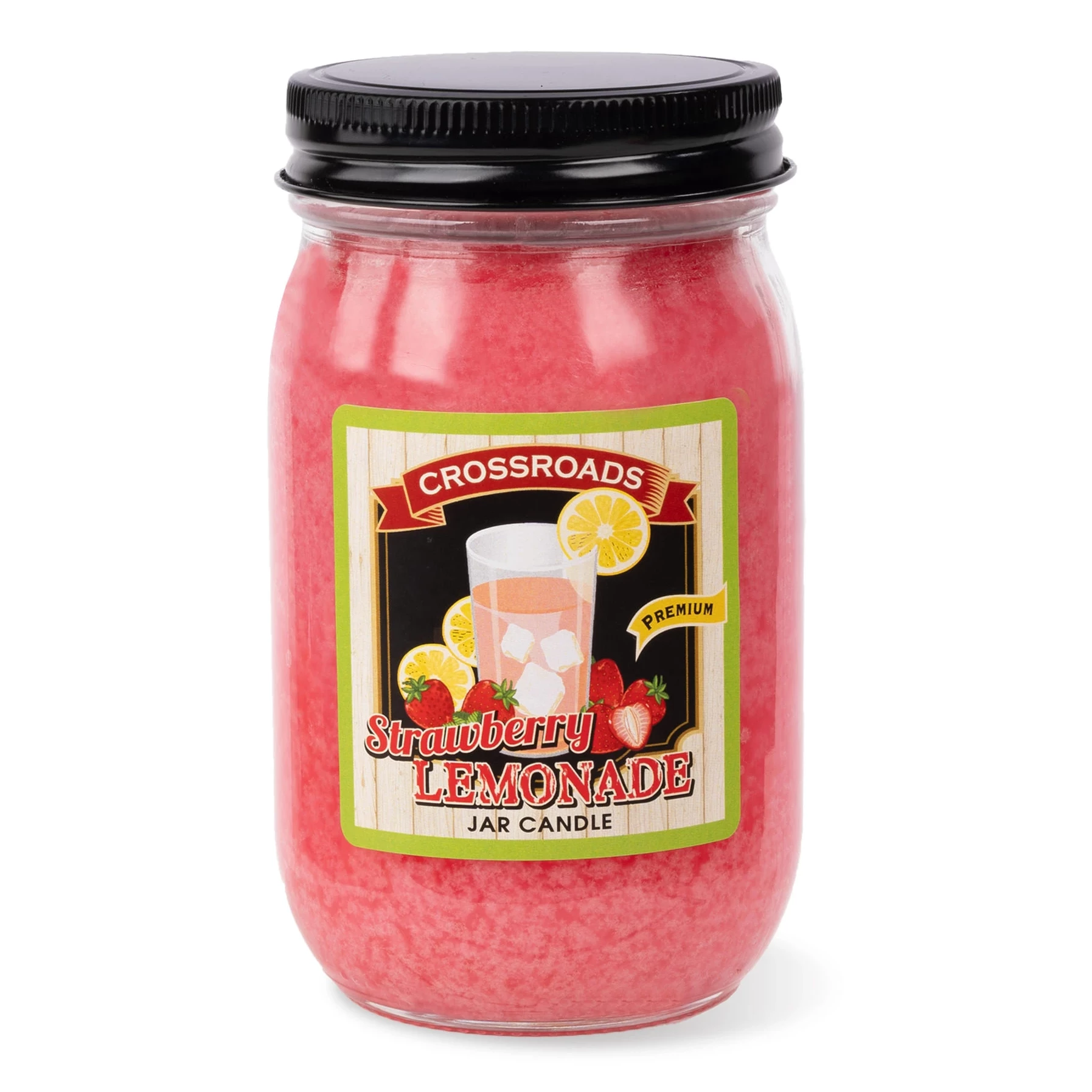 Duftkerze, Glasgefäß, rosa Wachs, Erdbeer-Zitronen-Duft