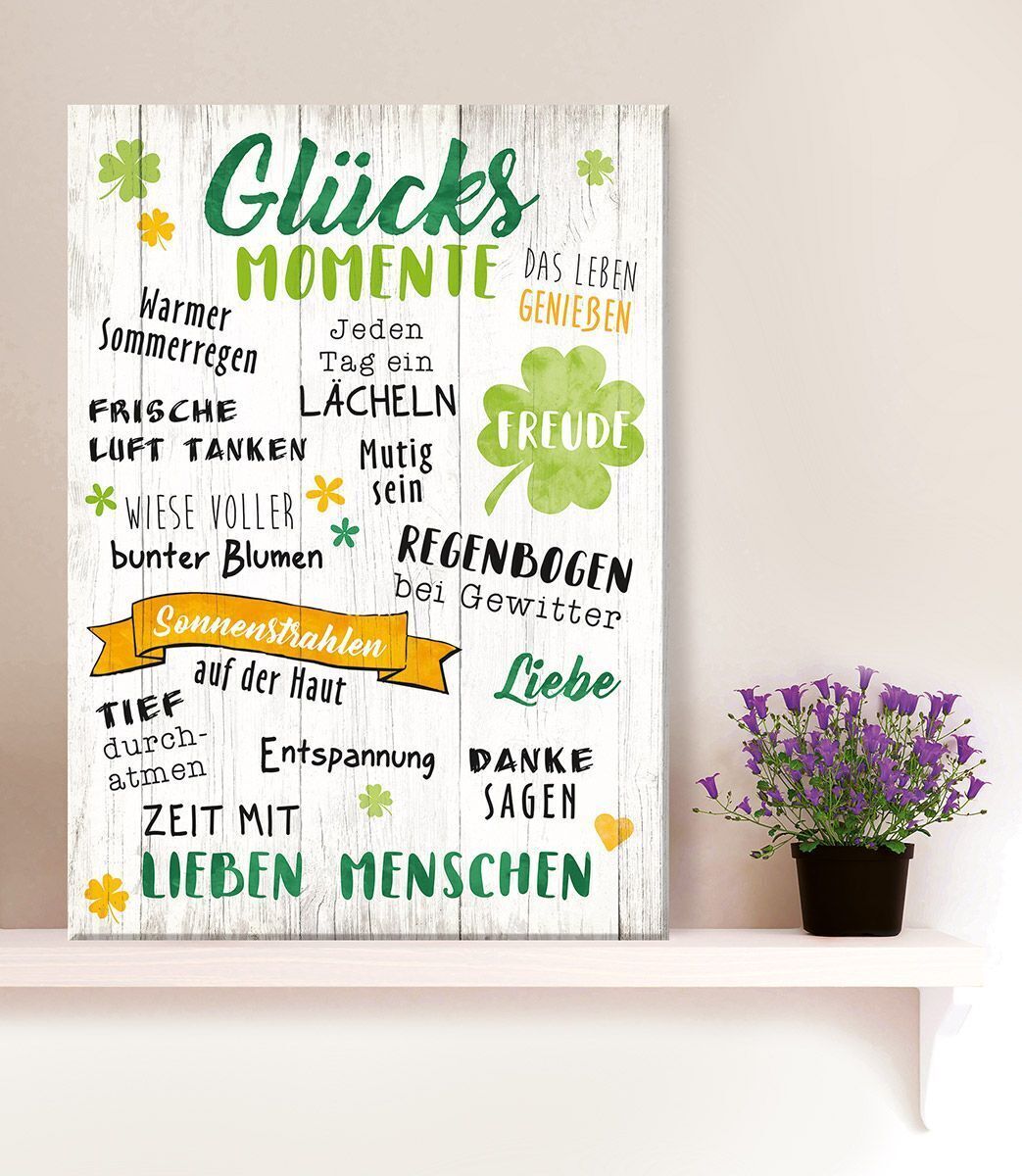 Deko Schild Glücksmomente Werbung, Plakat, Pflanze, Blume