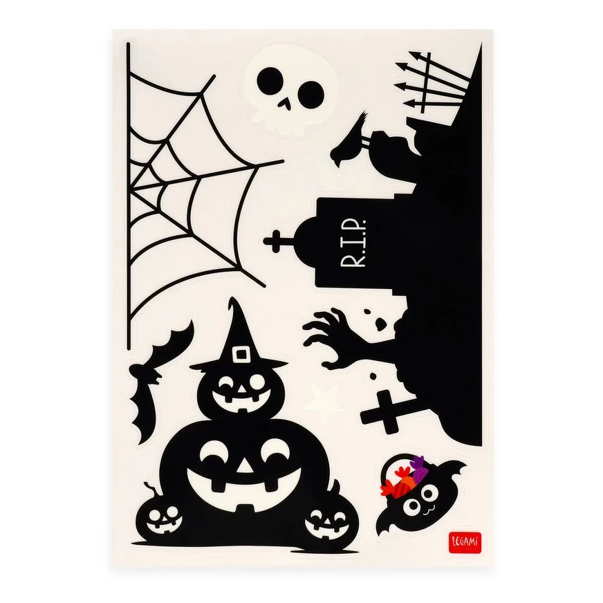 Set aus 40 Elektrostatischen Fensteraufklebern - Windo-Wow Halloween, Kürbisse, Spuk, Geist, Web