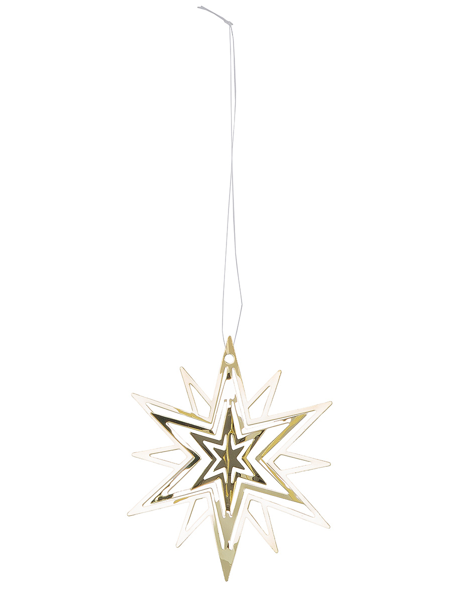 Deko Hänger Stern 3D gold 8cm Sternanhänger, Weihnachtsstern, Anhänger, Metall, Gold