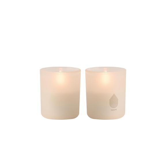 Uyuni LED Glas Stumpenkerze 6x7cm vanilla 2er Set Kerze