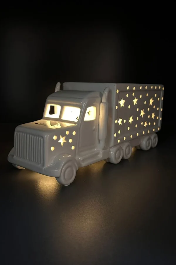 Deko Truck LED 32cm cremeweiß Truck, Toy, Glow, LED, Sternenmuster