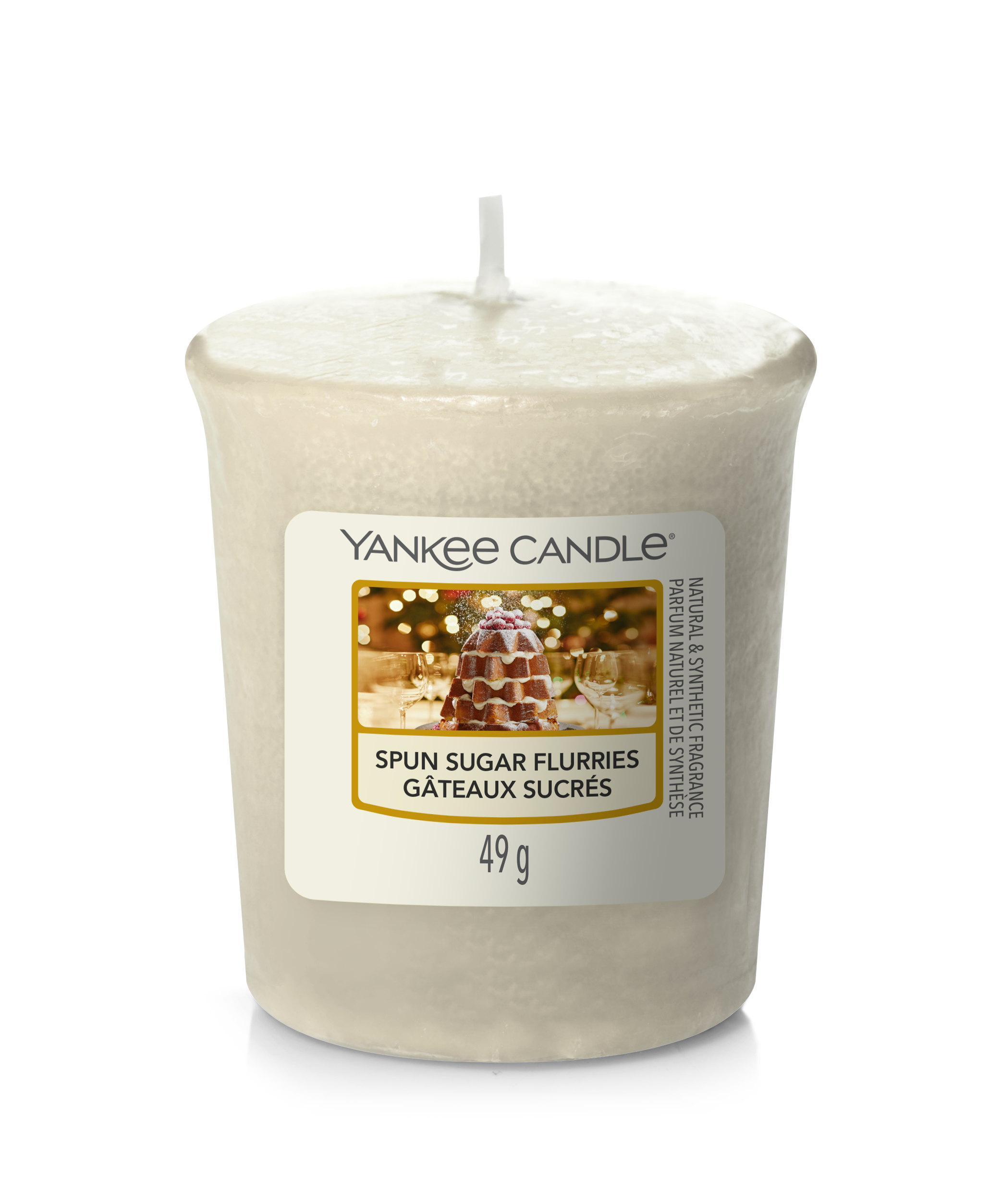 Scented candle, Pillar candle, Beeswax look, Vanilla fragrance, 49 g