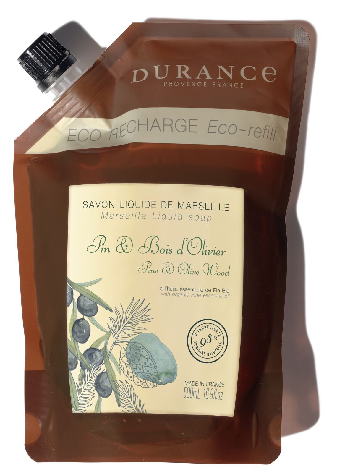 241350_Pine-olive-wood-shadow Kiefer und Olivenholz Marseiller Flüssigseife Nachfüller 500ml