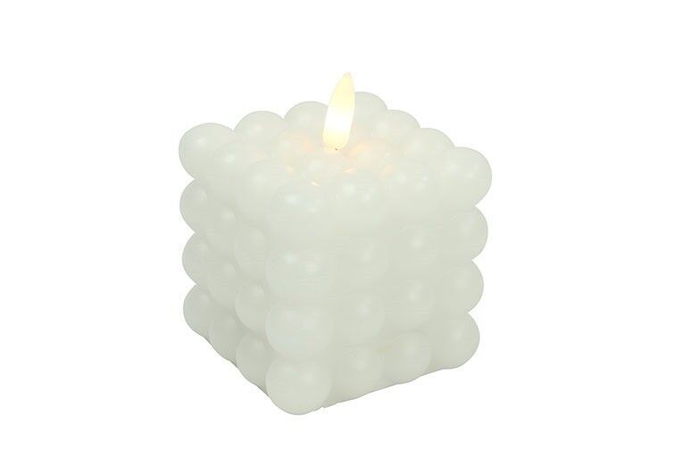 LED Bubble Kerze Lyon M weiß 9cm