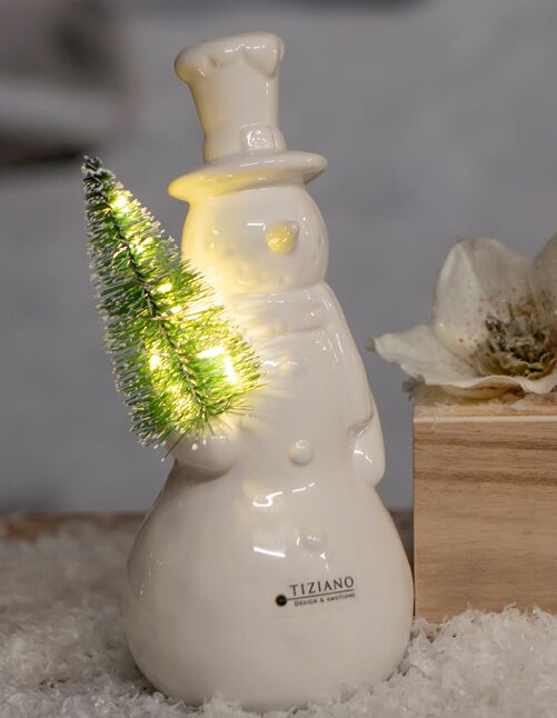 tilo1 Schneemann Sören 20cm LED cremeweiß