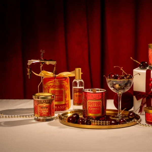 Kerze, Kerzenset, rote Kerze, Glas, Teller/Tablett