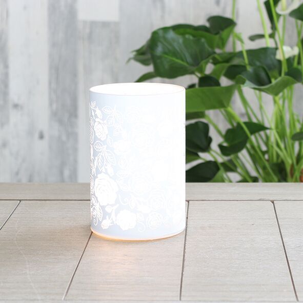 736919_5rose Lichtsäule LED Rosendesign weiß 15cm