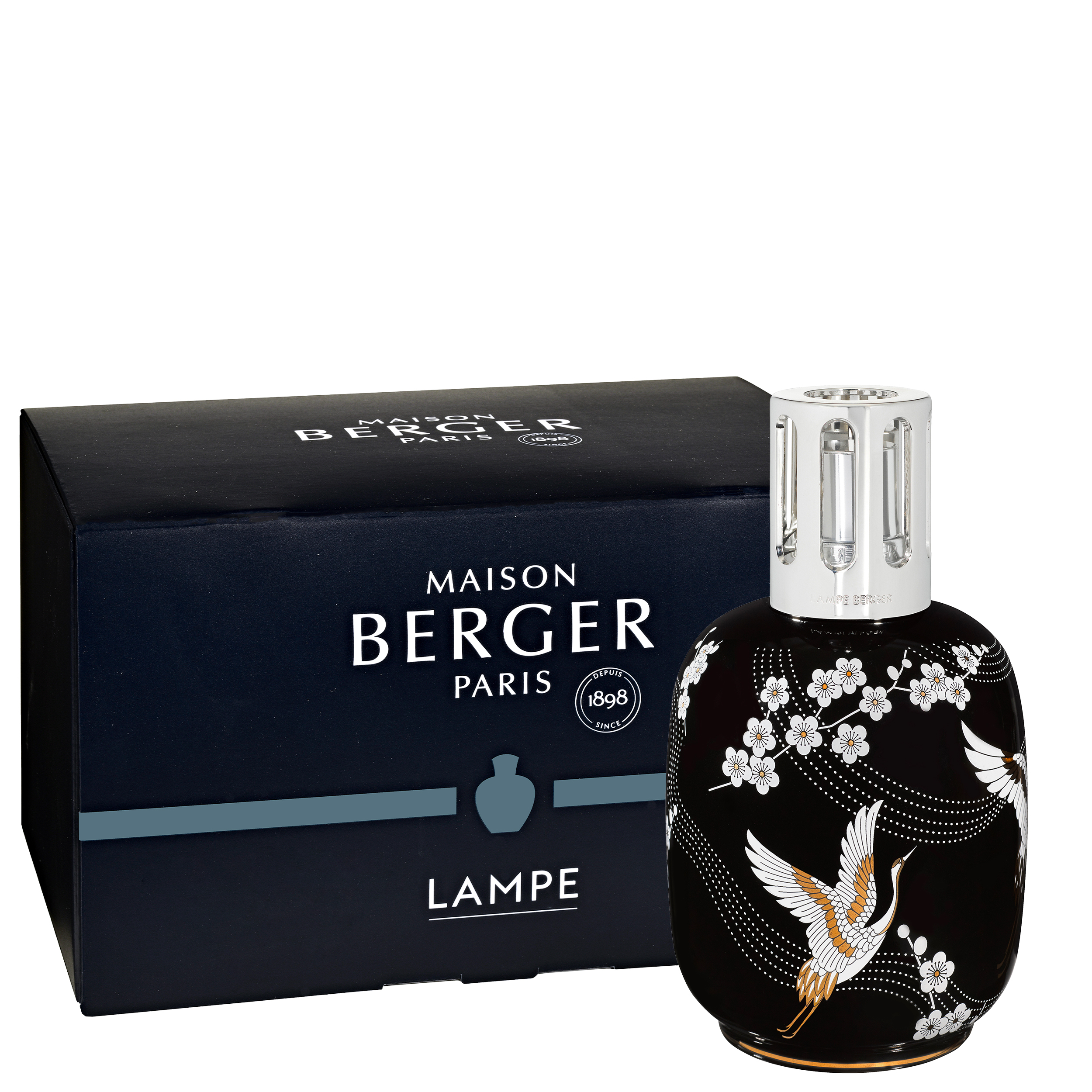 parfum, lampe, flakon, blumenmuster, silberverschluss
