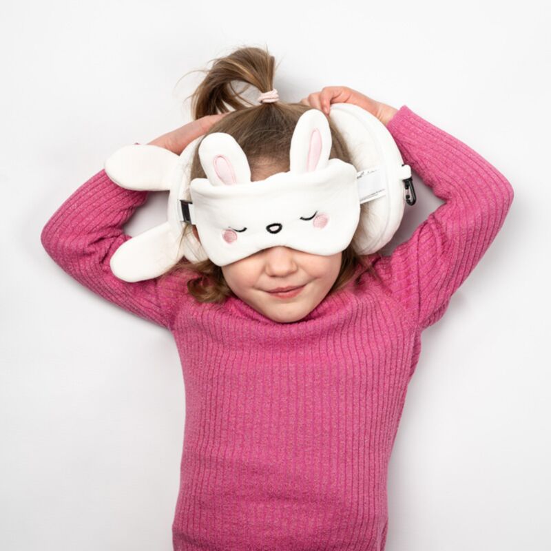 Relaxeazzz Adoramals Frances the Rabbit Hase Plüsch Reisekissen & Schlafmaske