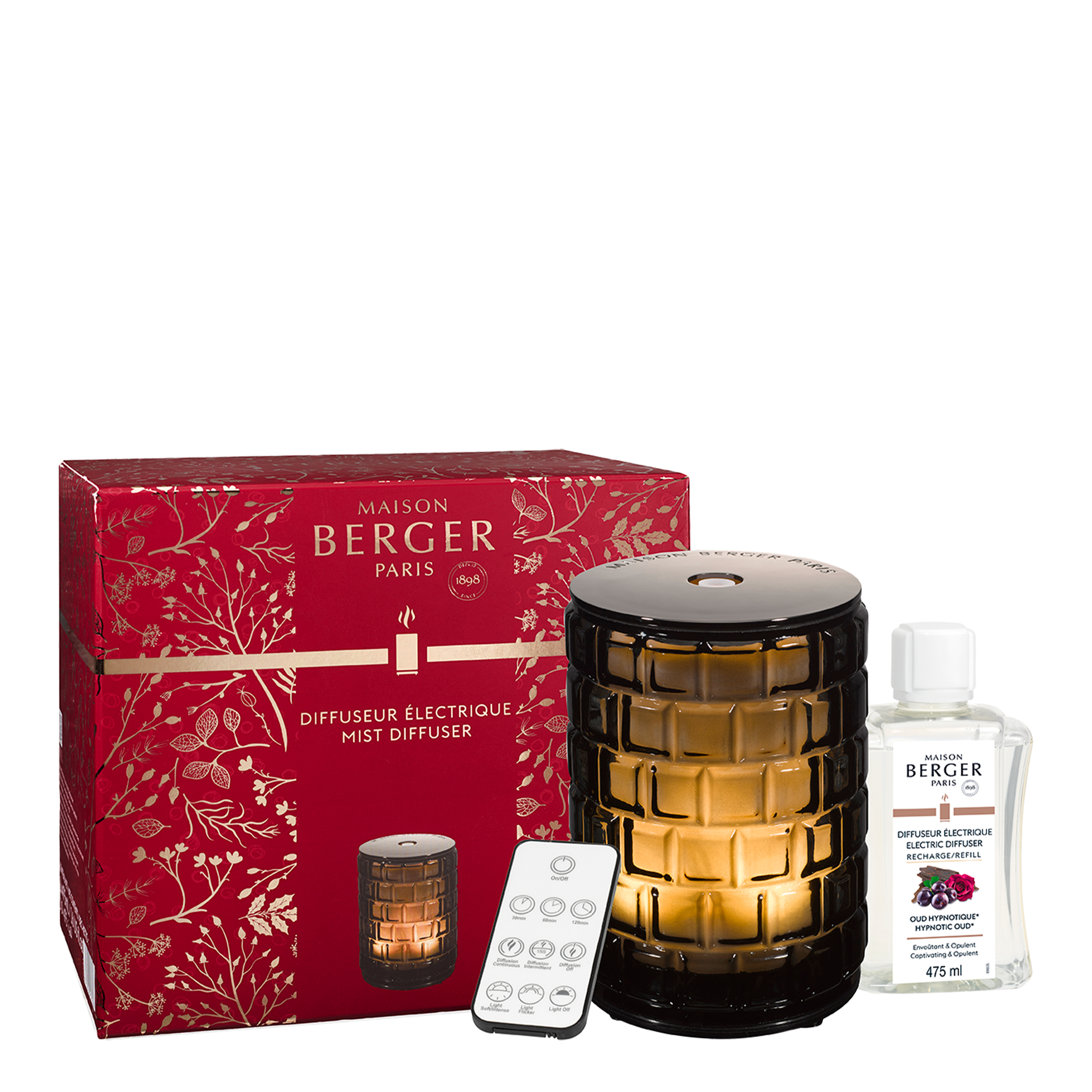Celebration - Betörendes Oud Elektrischer Aroma Diffuser Diffuser, Elektrischer Diffuser, Nebel Diffuser, Glaslampen-ähnlich, Kupferbrauner Diffuser