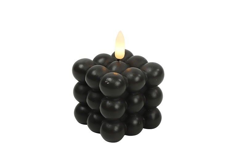 LED Bubble Kerze Lyon S schwarz 7,5cm