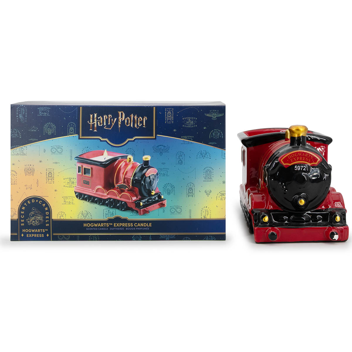 Duftkerze Harry Potter™ Hogwarts Express - 100g Duftkerze, Zugkerze, Lokomotivform, Rot-schwarz, Keramikgefäß