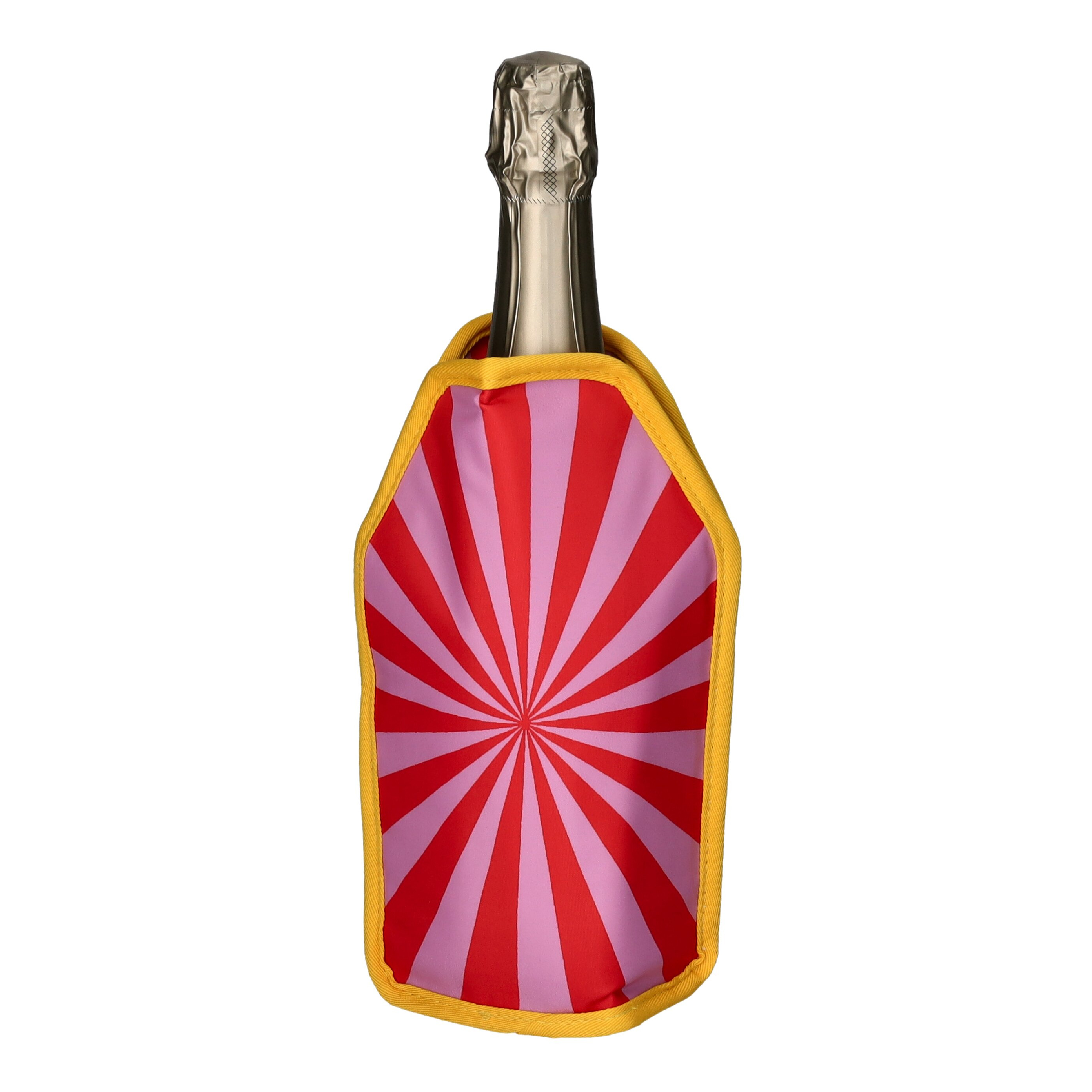 Froid Kühlmanschette mit Motiv Roses are red in Rot/Gelb Flasche, Weinflasche, Kühlerbezug, Roter Stern/Spirale Muster, Gelbes Umrandung