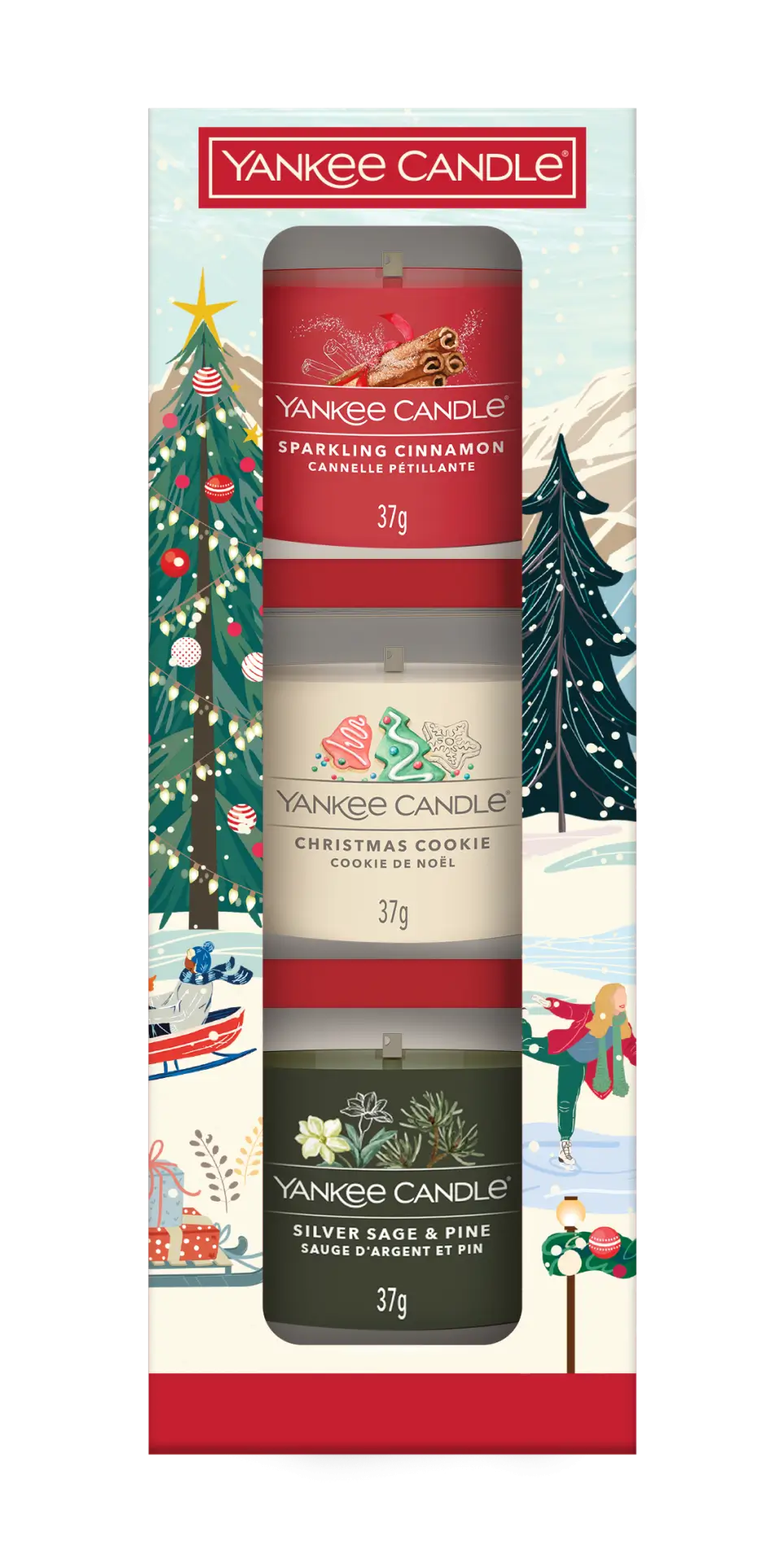 3 Glasvotivkerzen à 37g Geschenkset Christmas Classics
